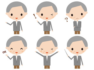 シニア男性　表情