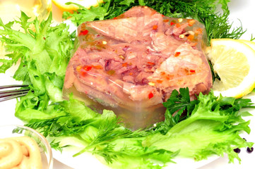 jellied meat with fresh herbs