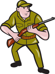 Hunter Carrying Rifle Cartoon