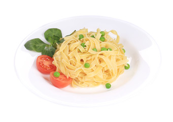 Tagliolini on plate close up.