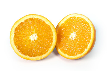 Halved fresh and healthy Orange Fruit isolated white background