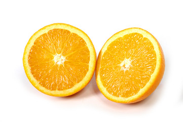 Halved fresh and healthy Orange Fruit isolated white background