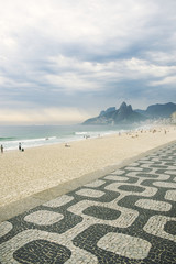 Ipanema Beach Rio de Janeiro Boardwalk with Two Brothers
