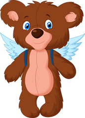 Cartoon baby bear with wings