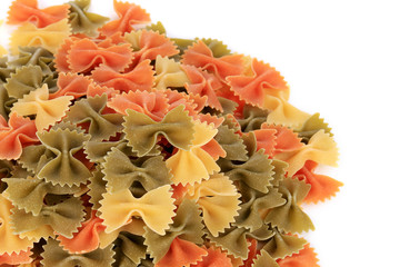 close up of the farfalle three colors