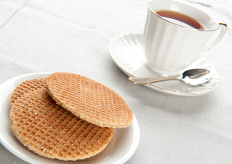 Morning breakfast with waffles