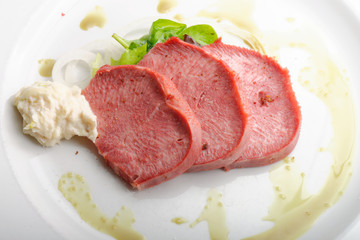 Smoked Beef Tongue with horseradish and salad