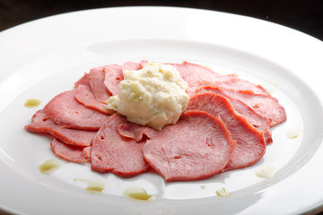 Smoked Beef Tongue with horseradish and salad