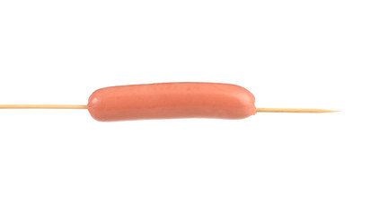 Pork sausage on a skewer.