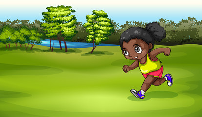 A black girl jogging