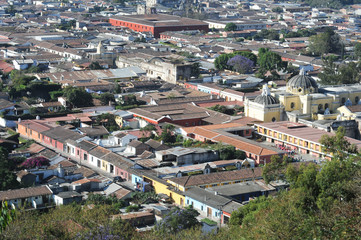 Overview at the colonial downtown of Antigua