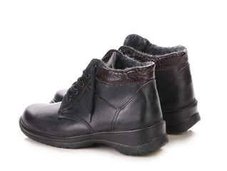 Black leather boots.