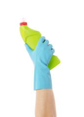 Detergent green bottle.
