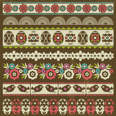 Set of Lace Paper with flower and easter eggs, vector