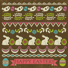Set of Lace Paper with flower and easter eggs, vector