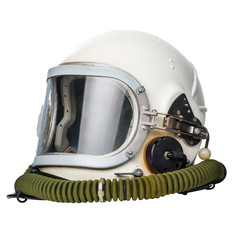 Astronaut/pilot helmet isolated on a white background.