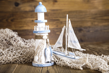  ship and lighthouse, network with shells