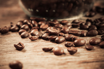 Closeup on coffee beans