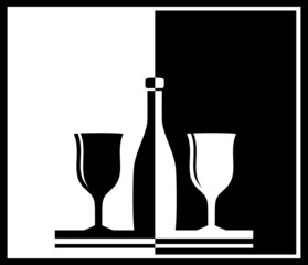 background with bottle and wine glass