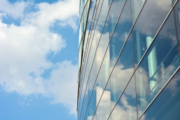 Architecture with Sky and Cloud Reflection