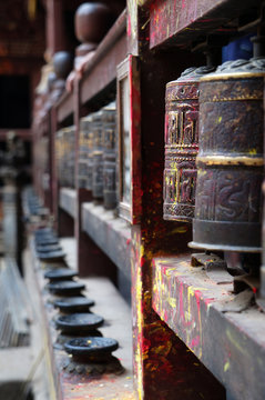 Prayer wheels in Boudhanath, Nepal