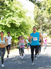 Athletes running in marathon