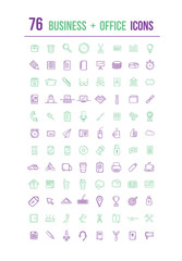 Business and office icons in purple and green