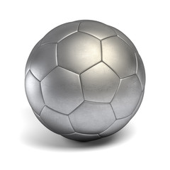 Golden soccer ball isolated on white background