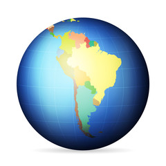 Fototapeta na wymiar political globe South America