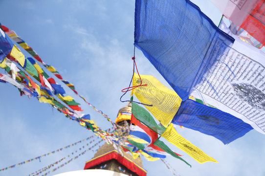 Tibetan flags in Boudhanath Stupa, Nepal