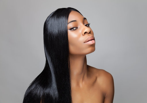 Black beauty with long straight hair