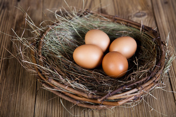Easter eggs in baskets