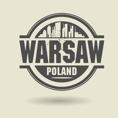 Fototapeta premium Stamp or label with text Warsaw, Poland inside, vector