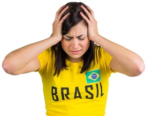 Upset football fan in brasil tshirt