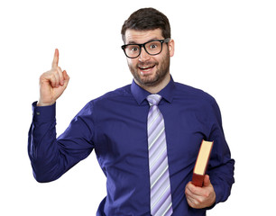 Mann mit Buch und Idee