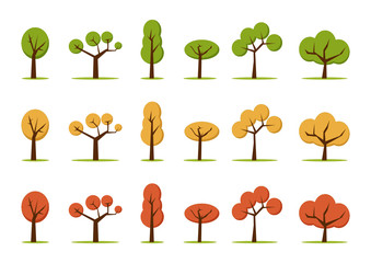 color trees set, in three colors