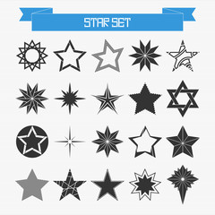 Vector set of different abstract stars