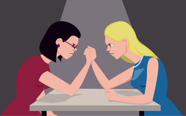 Fototapeta premium Two women arm wrestling