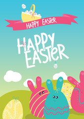 Happy Easter Vector with Individual Eggs