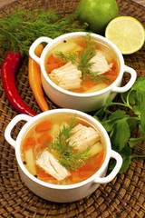 Fish soup with potato and carrots