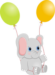 Baby Elephant with Balloons