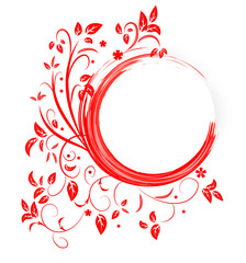 Abstract banner with curls of red color