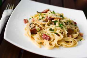 Pasta on a white plate