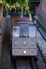 Fototapeta na wymiar Funicular tram train going to Buda Castle