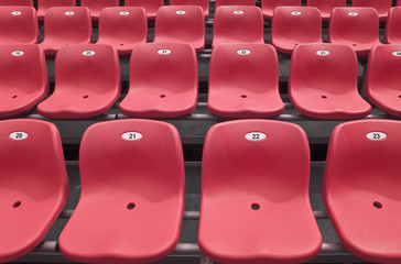 Red stadium grandstand