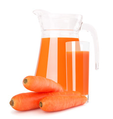 Carrot vegetable juice in glass jug