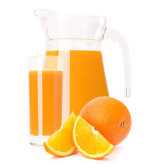 Orange fruit juice in glass jug
