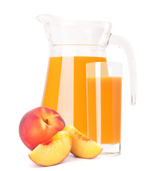 Peach fruit juice in glass jug