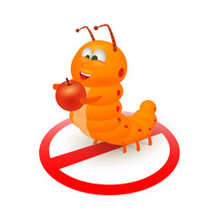 Cute orange caterpillar cartoon