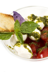 Caprese tomato and cheese on the table in a restaurant